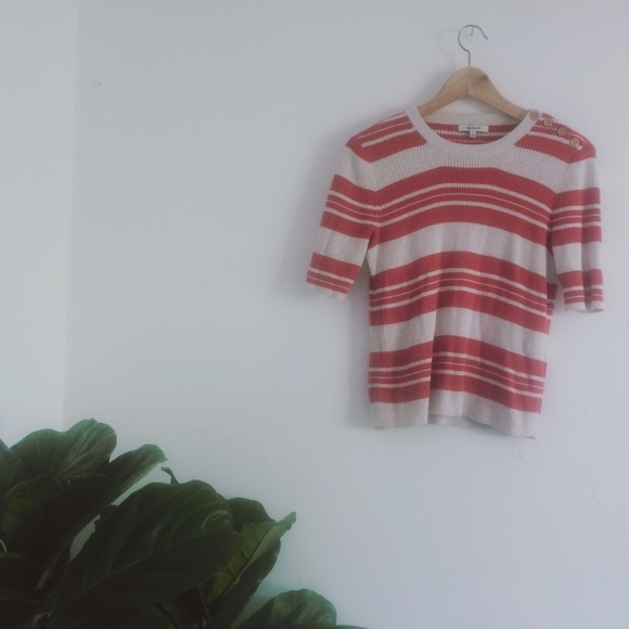 Madewell Ribbed Short Sleeve Striped Sweater - Picture 3 of 8